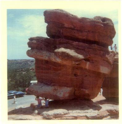 Balancing boulder (with some help) in Garden of the Gods near Colorado Springs