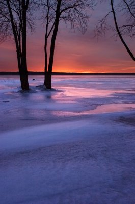 Icy lake sunrise