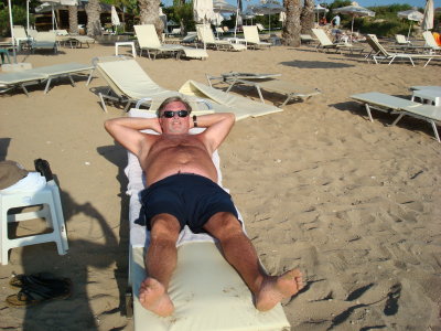Sean relaxing on beach