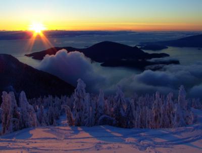 Winter sunset on Sky Chair