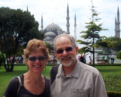 My parents in front of the Blue Mosque