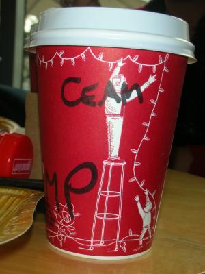 look how they spelled SAM on my starbucks cup!!!! in barcelona