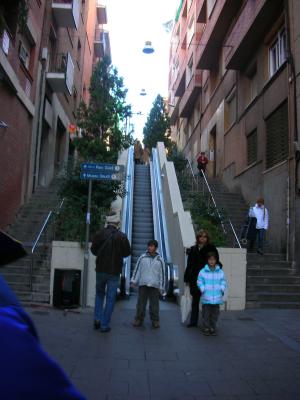 an escalator in the middle of the city!