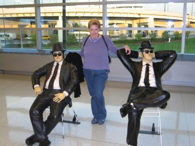 During our layover at Chicago Midway airport, we run into Jake and Elwood.