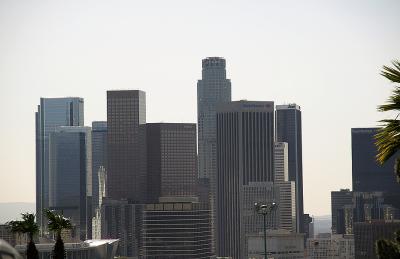 Downtown LA from Dodgers Stadium top deck