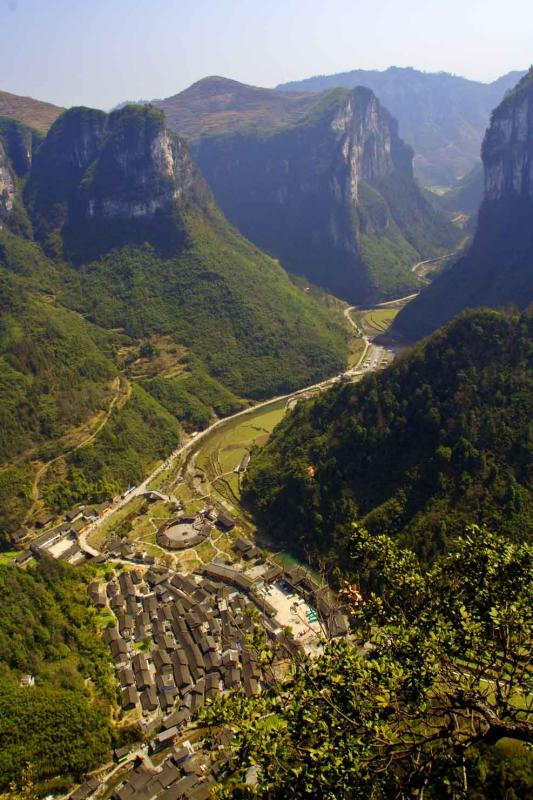 Dehang Village in the foreground. The circle is where the Hmong drum ceremony is performed.