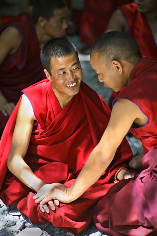Debating monks, Sera Monastary, Lhasa, Tibet.