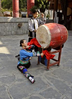 Miao Drum Princess during drum ceremony, Dehang Village.