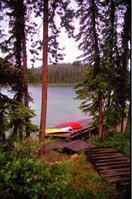 Jasper, Maligne Lake With Colorful Boats