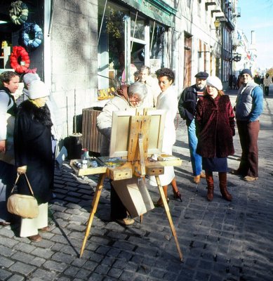 Old Quebec Sidewalk Artist Close-up