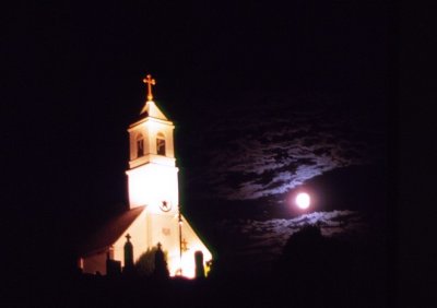 Jackson CA church in moonliight
