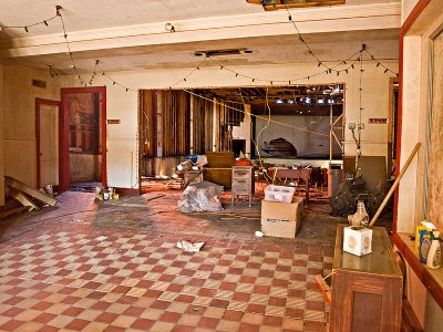 The run down interior as seen through the front door.