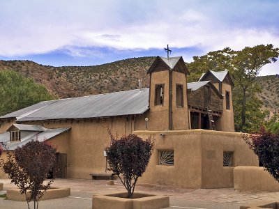 The mission church from the side.