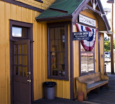 A closeup of the station and old telegraph office