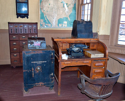 The ticket agents desk and safe