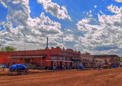 A street scene of the movie set. An HDR image.