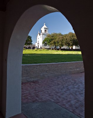 The mission and the arch.