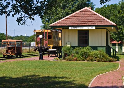 A  restored  train depot at Smithville Texas