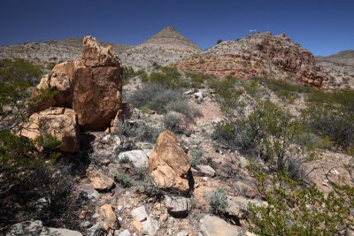 Rocks and conical peak