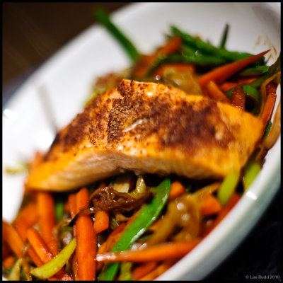 Salmon with stir fried veggies