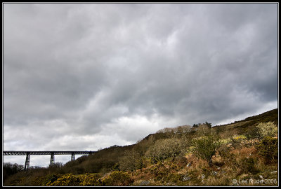 Meldon Viaduct Below Dark Clouds