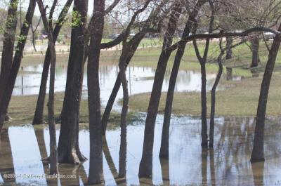 Areas around the lake were still flooded