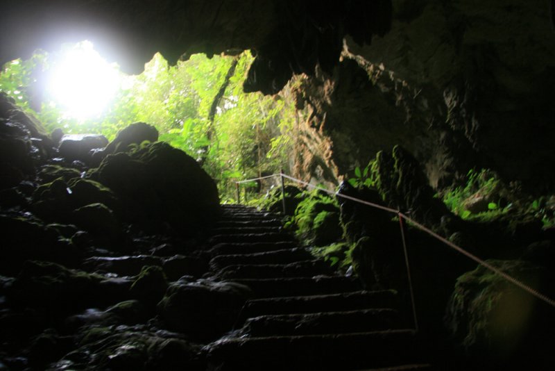 Water runs through much of the cave