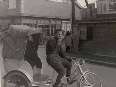 Rickshaw in 1952 Ashiya, Japan