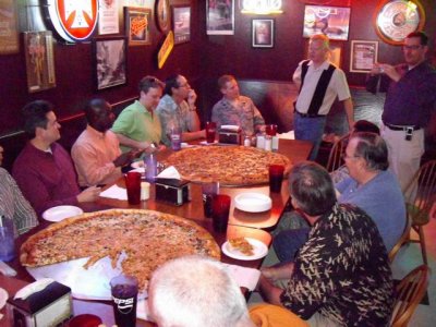 Rusty's Retirement pizza party