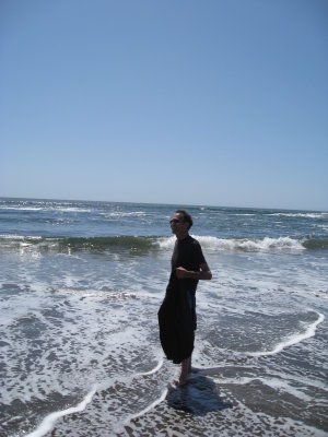 wading in the Pacific