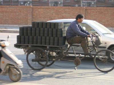 hauling coal bricks