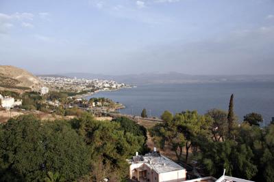 Early morning view of Tiberius and the Sea of Galilee