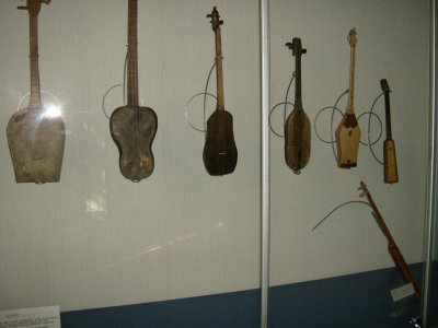 Instruments in museum, here Dombras