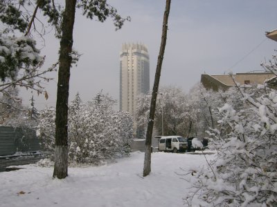 Snow and the Hotel Kazakhstan