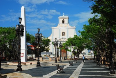 The ornate plaza dominated by San Felipe Cathedral