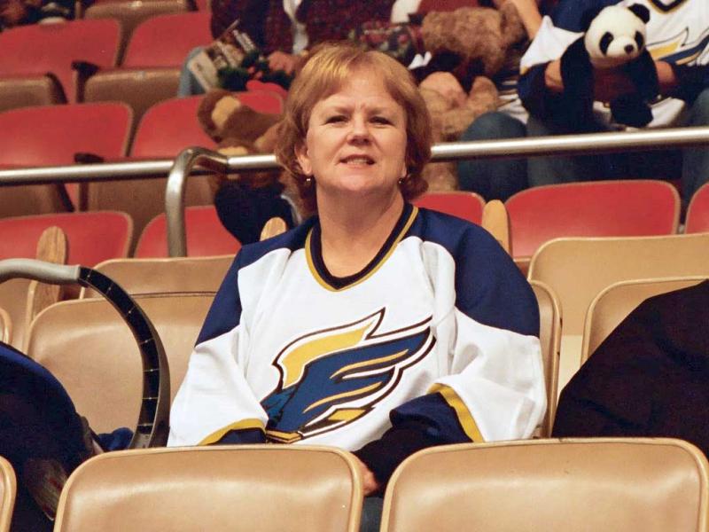 Gail at a Fresno Falcons game  12/07/2002