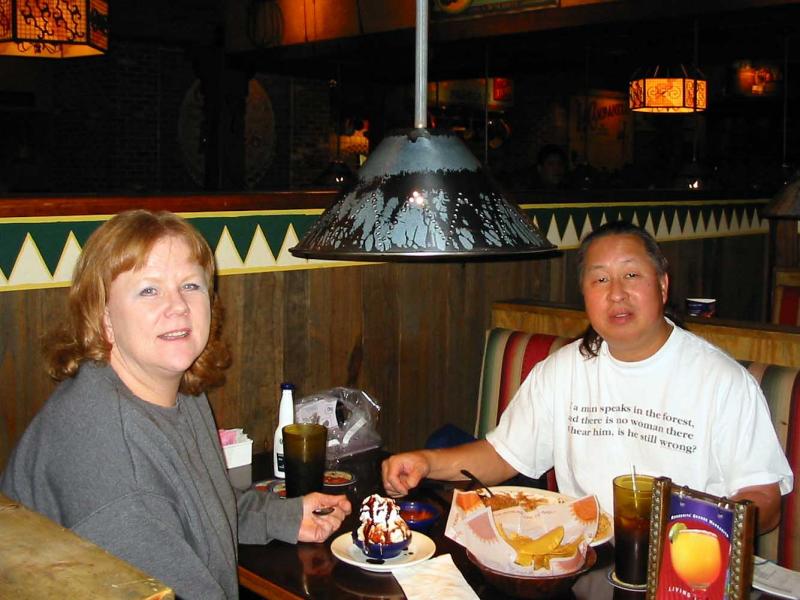 Gail and Elliot having lunch at On The Border for her birthday  12/28/2001