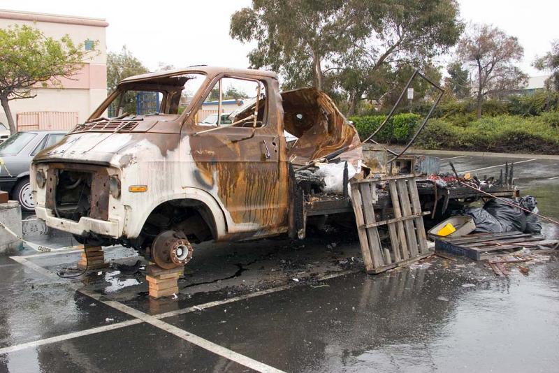 Burned and abandoned in a Home Depot parking Lot  4/02/2006