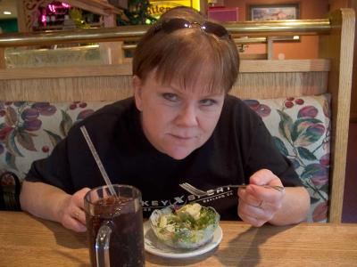 Gail and her salad at Buttercup Pantry in Placerville