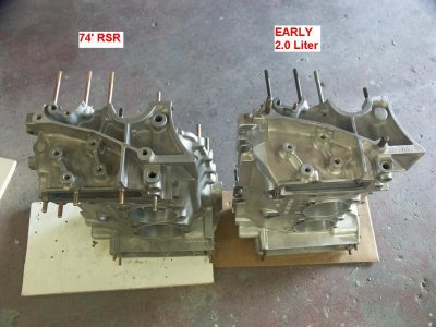 Early 2.0 Liter and RSR 3.0 Liter Sandcast Alloy Crankcase Comparison - Photo 2