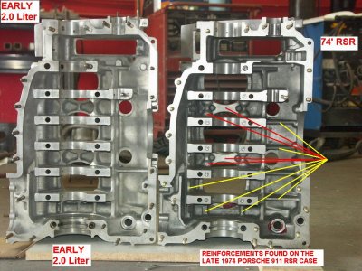 Early 2.0 Liter and RSR 3.0 Liter Sandcast Alloy Crankcase Comparison - Photo 4