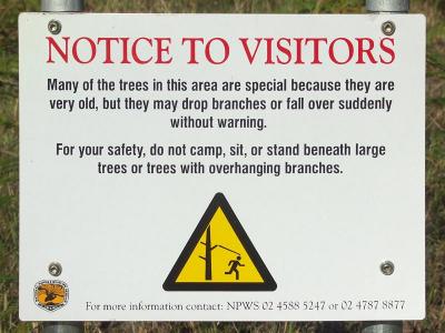 Warning in camping area