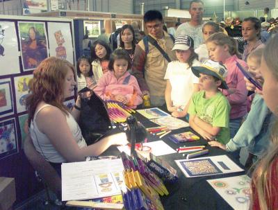 Demonstrating magic crayons