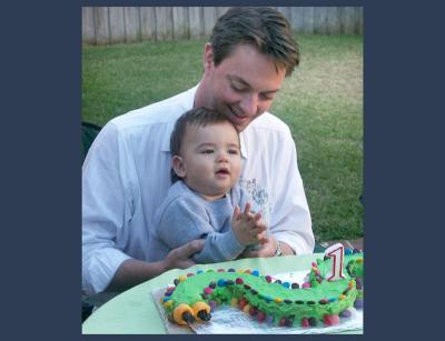 Charlie and Dad – and cake!