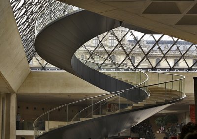 Louvre Staircase below I.M. Pei's Glass Pyramid.jpg