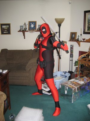 This is Deadpool, his favorite (by far) Marvel comics character.