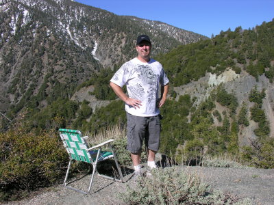 Me, with the mountain road in the distance behind me.