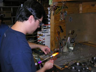 Prepping the tube, then into the kiln to stay hot