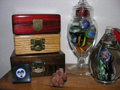 I love these handmade wooden boxes for storing and displaying special marble sets