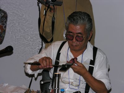 Aki's dad - Yasuhiro Ohkama, a veterinarian who began making beads about 6 years before Aki, and eventually taught Aki